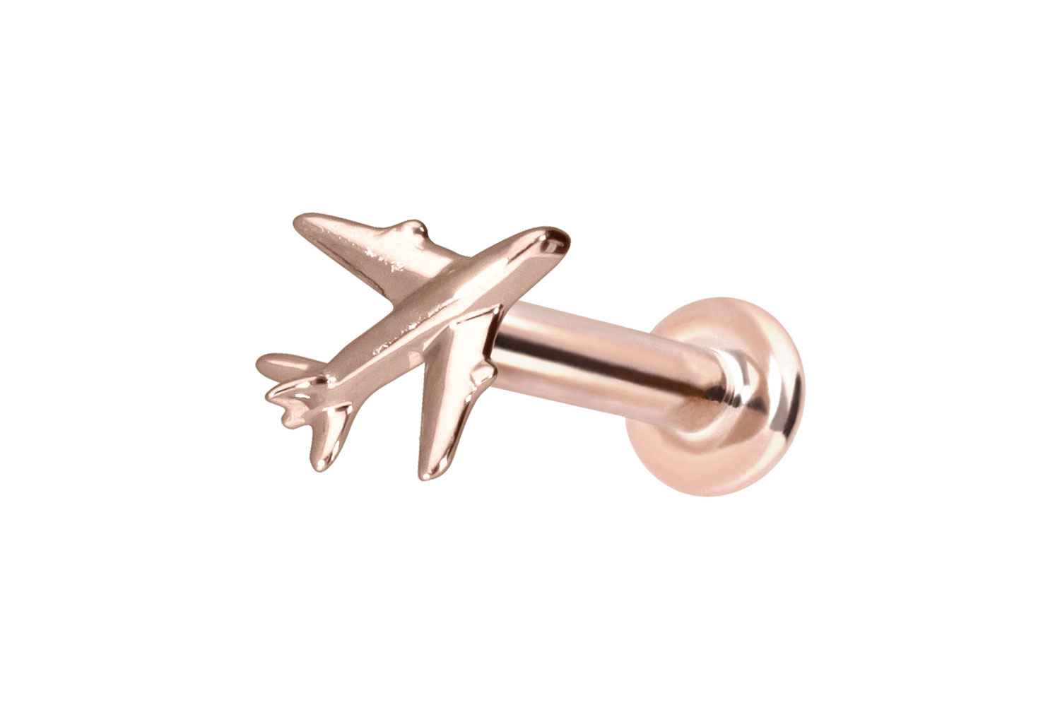 14 Karat Gold Labret Piercing mit Push Fit FLUGZEUG